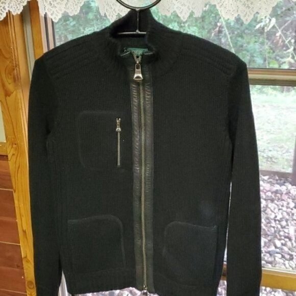 Ralph Lauren Lauren Jean Co Full‎ Zip Leather Embellishments Sweater Sz S Jacket - Picture 3 of 11